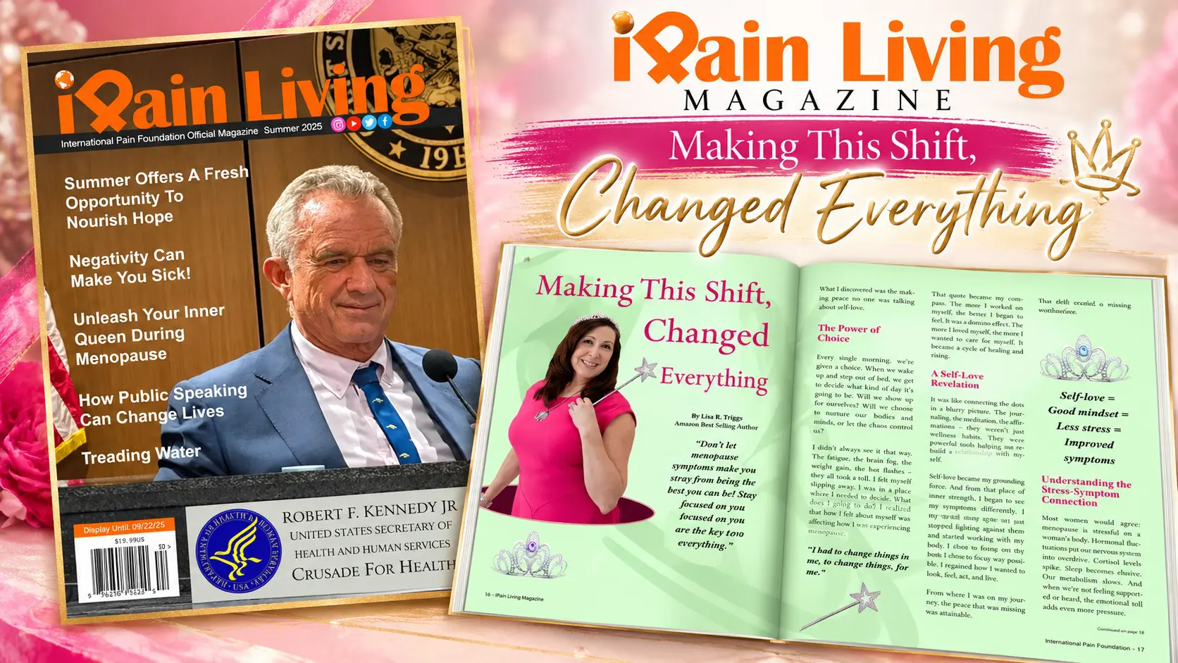 Robert Kennedy Jr is featured on the magazine cover. the image also has the open article for lisa R Triggs